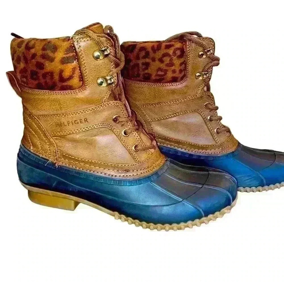 Tommy Hilfiger Womens Lined Duck Boots Size 9 Brown Leopard Print Active outdoor - Picture 6 of 8